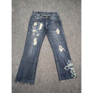Cowgirl Tuff Co Women's Jeans 26 Dark Wash Distressed Embroidered Floral Western